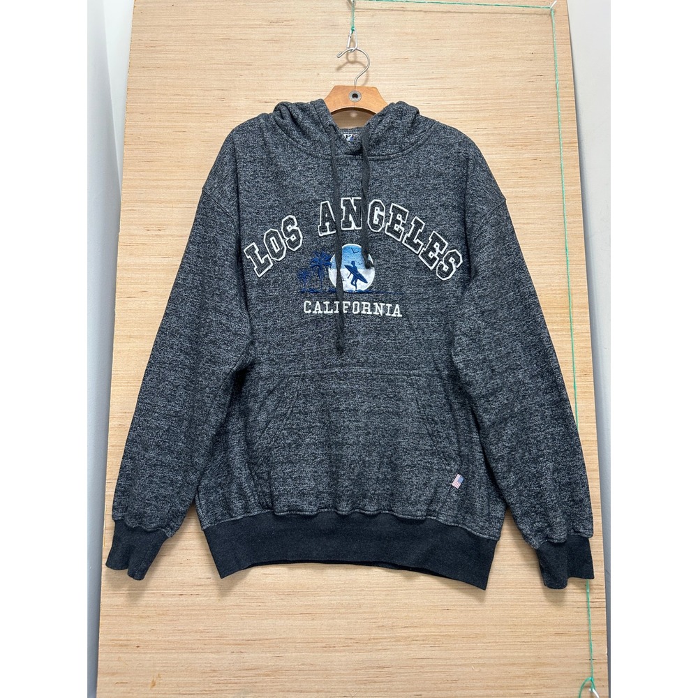 Pro Cube Los Angeles California Surfer Graphic Hoodie Charcoal Grey Large